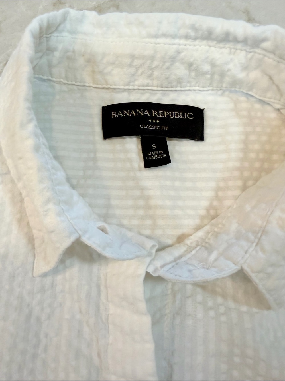 Banana Republic White Seersucker Button Down Shirt - Picture 3 of 4